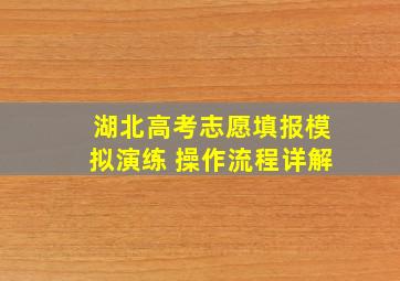 湖北高考志愿填报模拟演练 操作流程详解